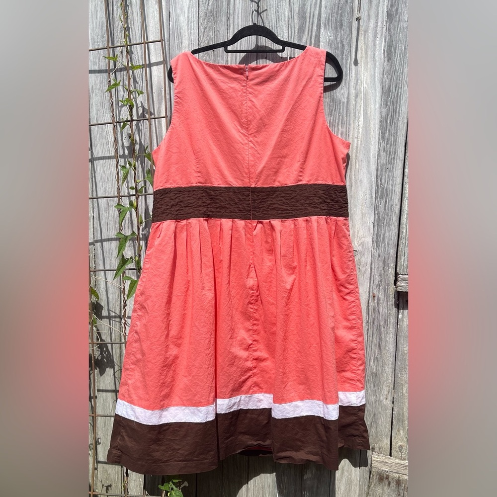Dress Barn Coral/Brown Lined Dress Size 22W - Picture 2 of 7